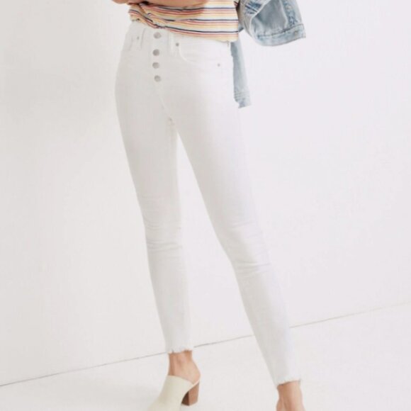 Madewell White Button-Fly Jeans 9” mid rise skinny 27 - Picture 1 of 10